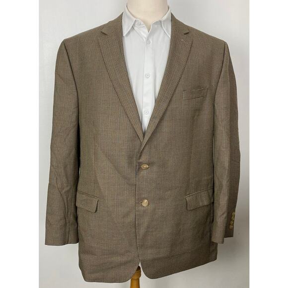 Men Lauren Ralph Lauren tan plaid 2-button blazer sport jacket coat, 50L - Picture 1 of 6